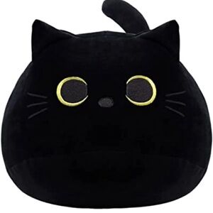Large Black Cat Plush Toy 16'', Giant Cat Stuffed Animal Pillow